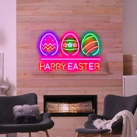 2022 new easter decoration for home happy easter eggs neon sign custom easter egg decor led light room wall decoration kids gift