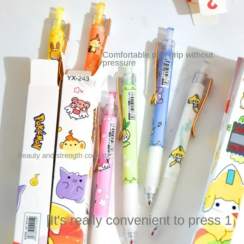 Гелевая ручка Kawaii Pokemon Anime Press Jigglypuff Charmander Jirachi быстросохнущая черная гелевая 0 5
