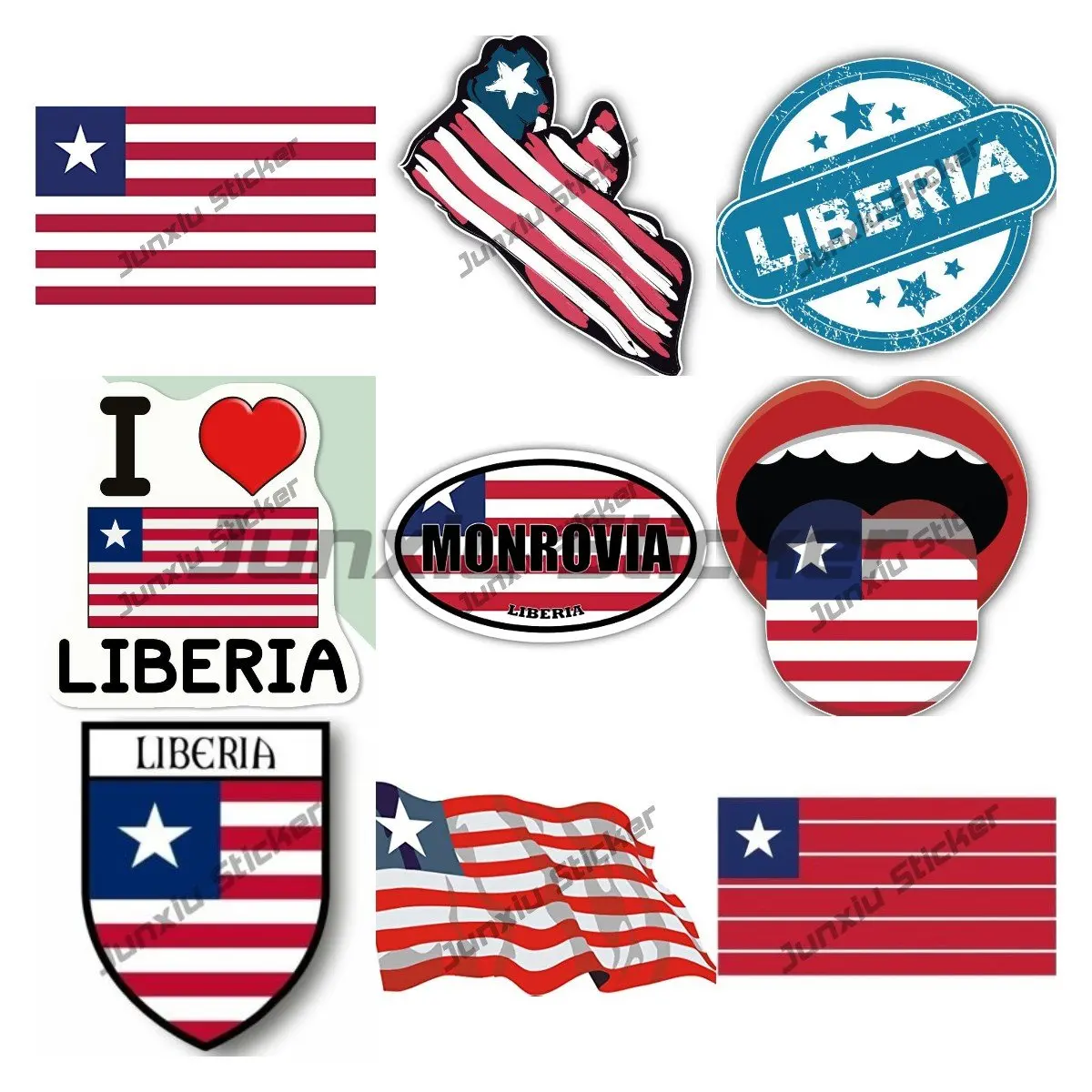 

Драпийская виниловая наклейка Monrovia флаг Либерии, штамп, дорожный городской щит, наклейка, драпийский волнистый флаг, наклейки для SUV, украшение для автомобиля, окна