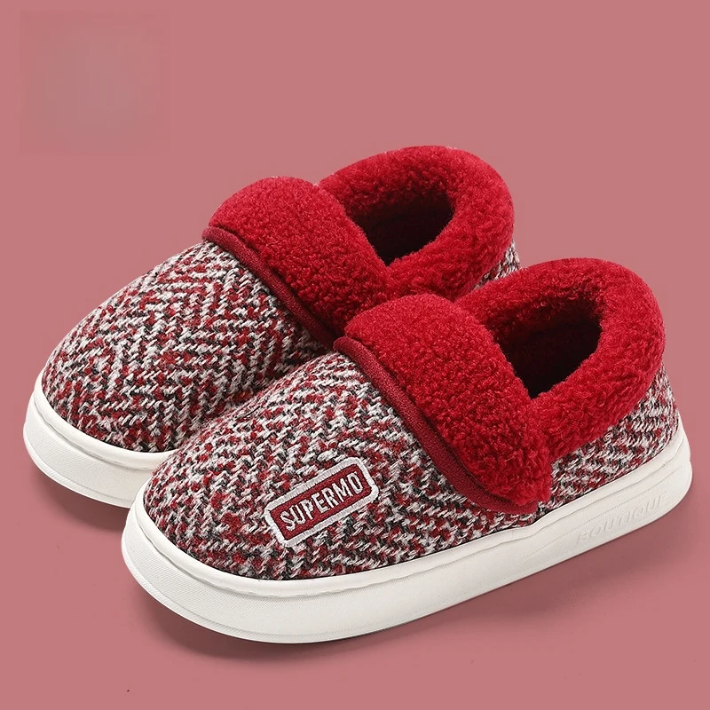 

2023 Winter Cotton Slippers Men Women Simplicity Warm Fuzzy Platform Non-Slip Couples Slides Home Indoor Cotton Womens Shoes