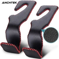 anchtek 4pcsset car seat headrest hooks portable high quality leather back hanger holder storage bag car interior accessories
