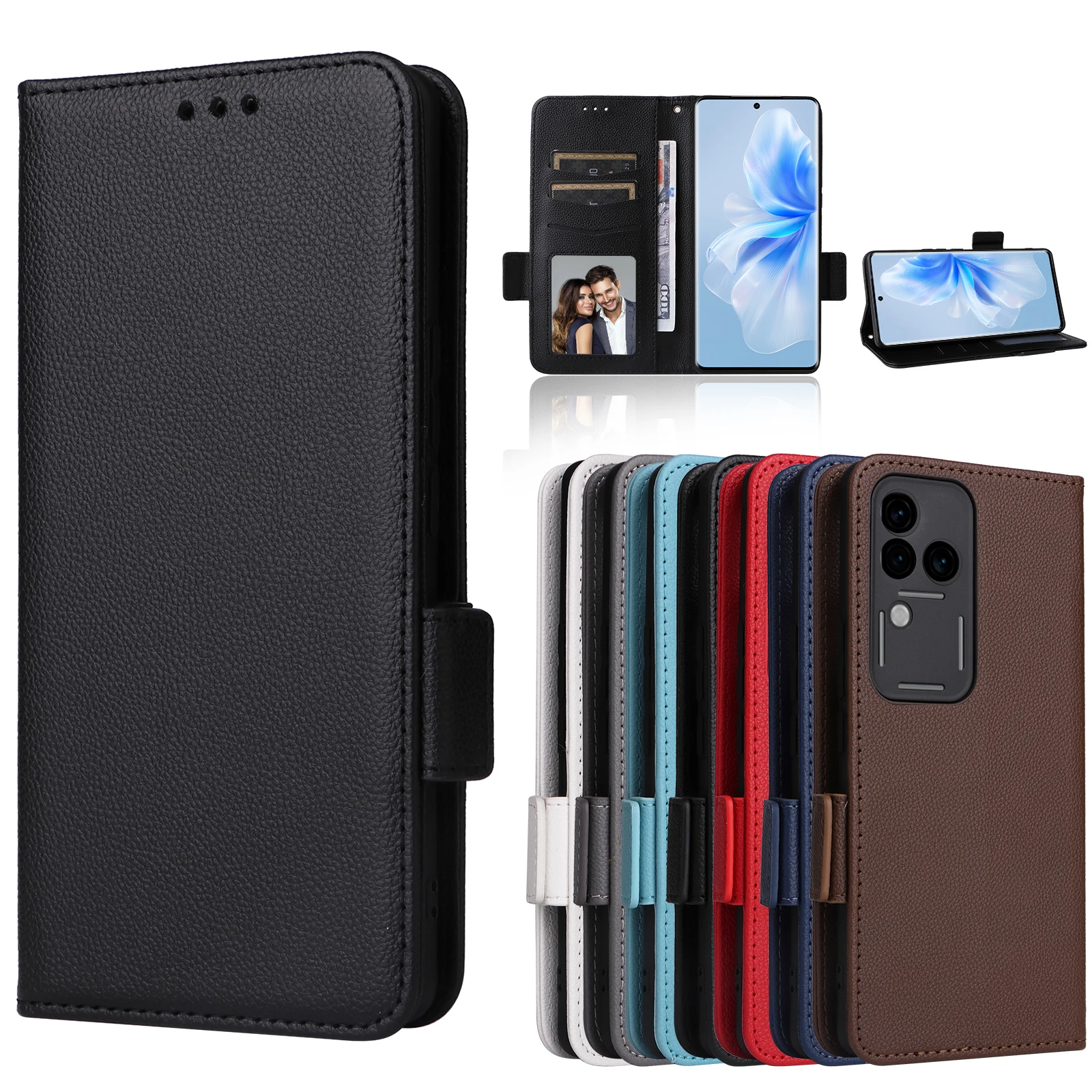 Чехол-кошелек с слотом для карт vivo S18 S17 S16 S12 Pro S16e S17e S18e кожаный флип-чехол