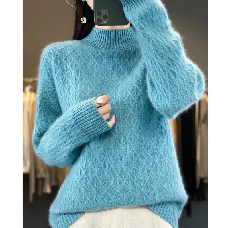 DjzDsm новый модный женский свитер осень-зима Джерси 100% мериносовая шерсть топы