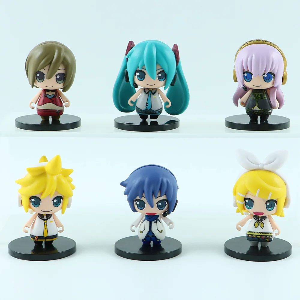 Фото Новинка аниме Hatsune, Мику, Кайто, Рин, лен, лука, версия Q, кавайная фигурка, игрушки из ПВХ, кукольные украшения, подарки, 1 шт., 5 см №3
