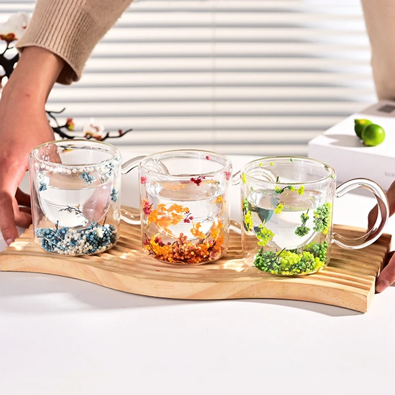 Стеклянная чашка с двойными стенками декоративная стеклянная для цветов бутылка