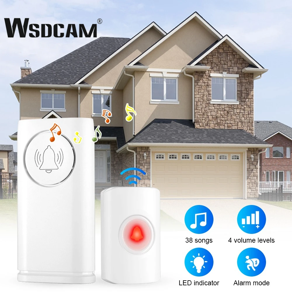 WSDCAM Wireless Doorbell Waterproof IP65 Not Need To Charge Smart Door Bell Alarm Home Sercurity Outdoor Welcome Chime |