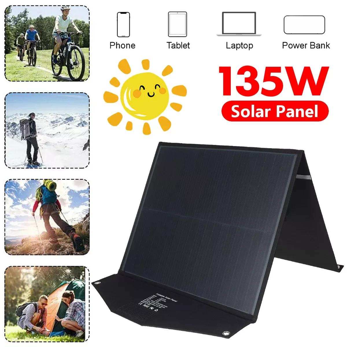 

2023New 300W 19V Solar Panel High Efficiency Flexible Foldable Monocrystalline Portable Cell Battery Charging Outdoor Solar Pane