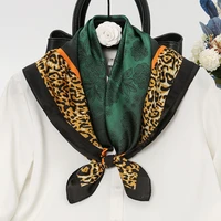 fj164 leopard print small square imitation silk fashion decoration scarf hangzhou silk 70 foreign style scarf