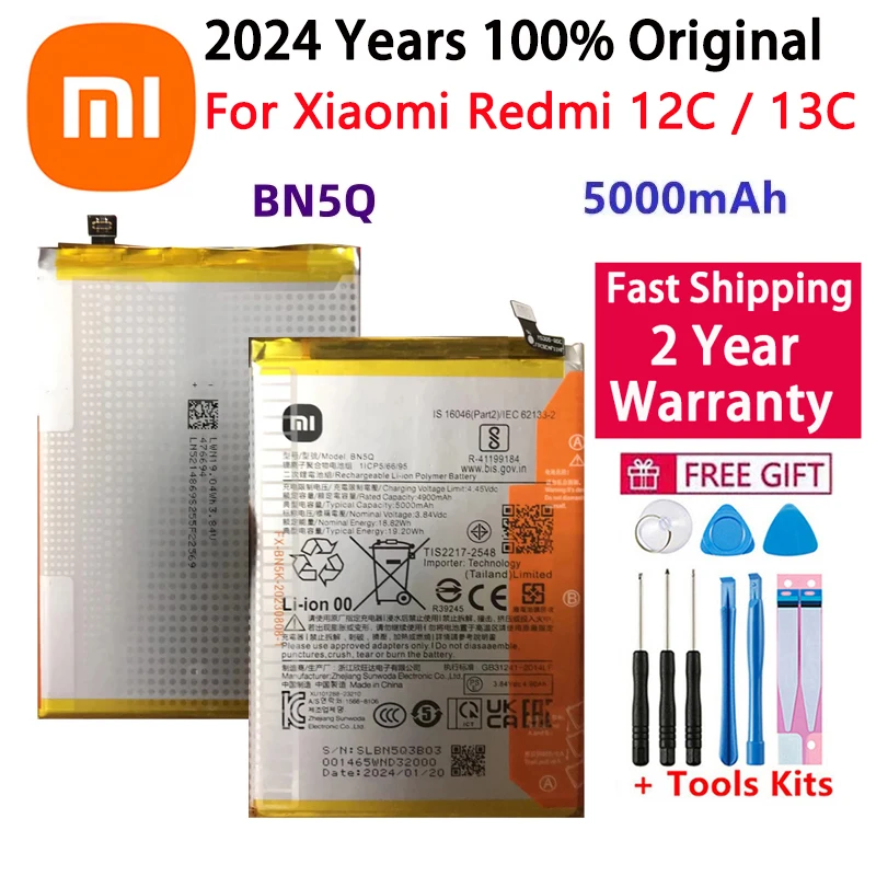 2024 года 100% оригинал BN5Q для Xiaomi Redmi 12C/Redmi 13C 23124RN87C сменные аккумуляторы мобильных