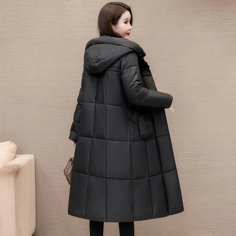 Длинное зимнее пальто женское S-3XL с капюшоном утепленная теплая одежда женская
