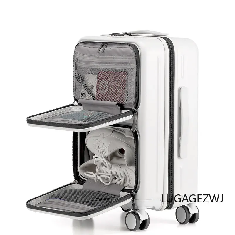 

Front Double Open Roller Trolley Case Men Women Travel Luggage Small Cabin Multi-functional Partition Storage Carry On Suitcase