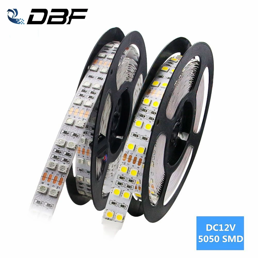 [DBF]DC 12V 5M 5050 SMD 600leds IP67 Waterproof RGB LED Strip IP20 Double Row 120LED/m White/Warm White LED Flexible Light Strip