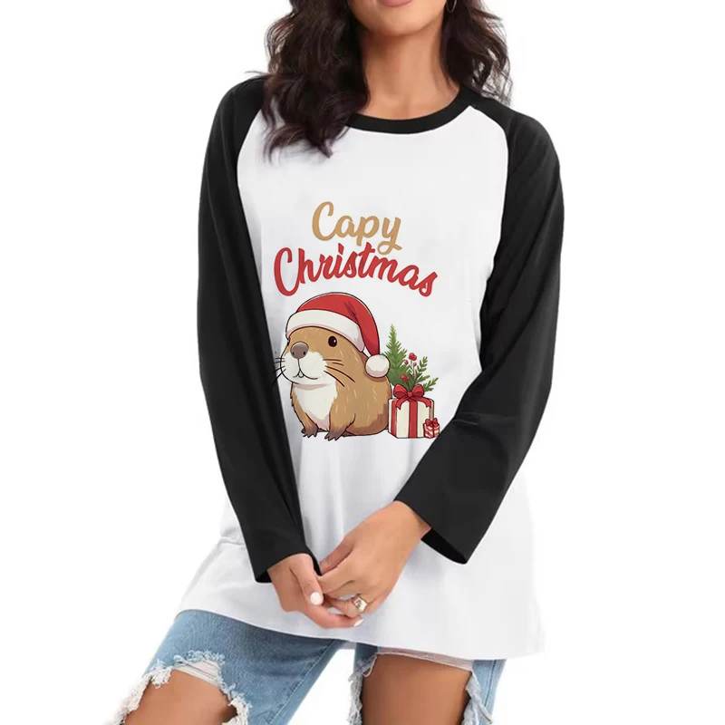 Funny Mange Tshirt Harajuku Y2k Tops Cartoon Capybara Gothic Long Sleeve Tee Shirt for Women Men Fashion Graphic T-shirt Clothes