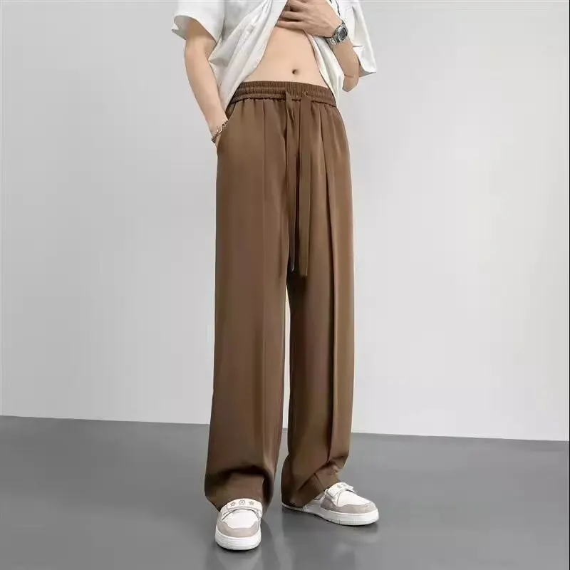 Брюки мужские прямые повседневные Модные свободные Костюмные штаны с широкими