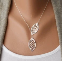 delysia king leaf necklace double leaf clavicle chain