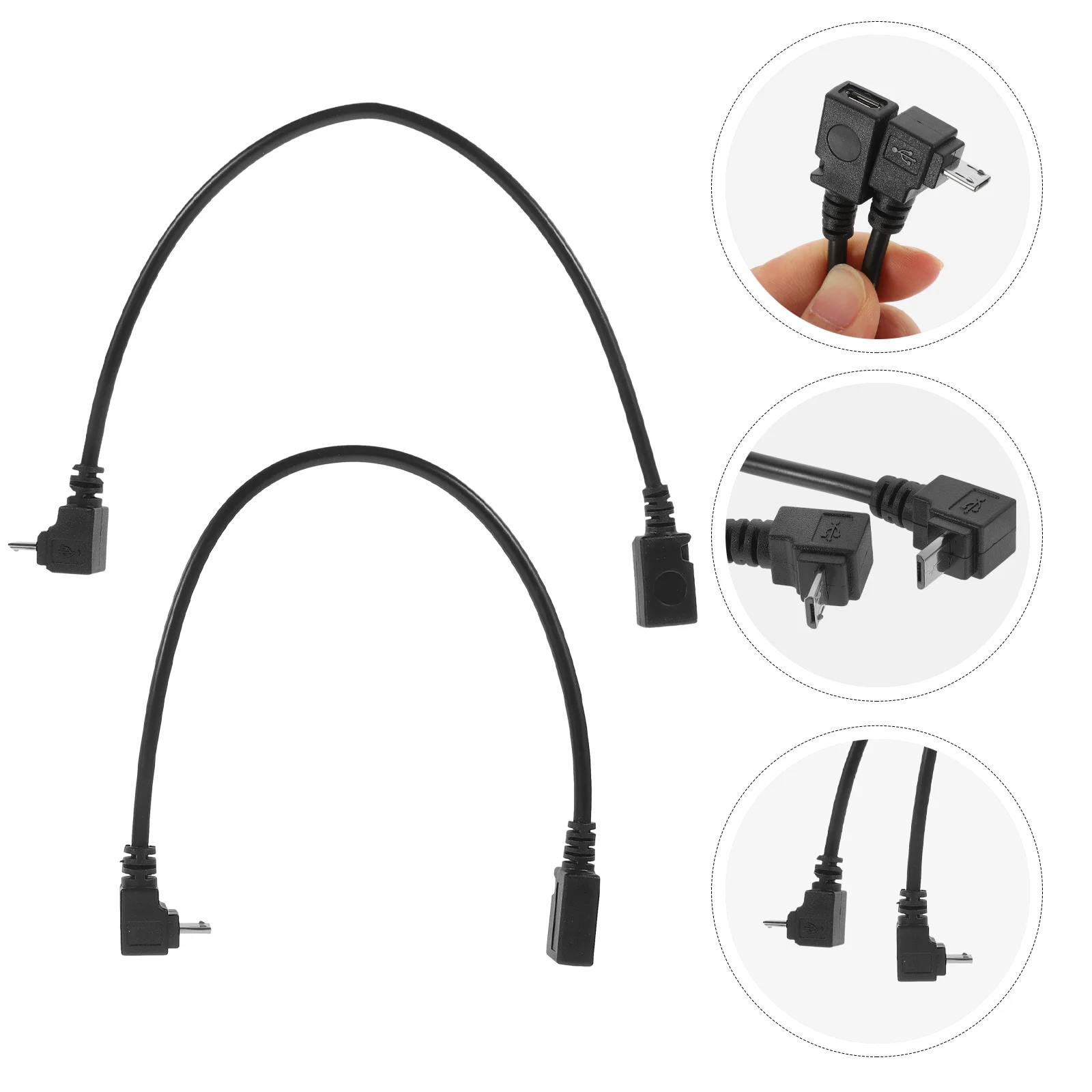 

2 Pcs Charging Cable USB Micro Right Angle Angled Data Transfer 90 Degree Adapter