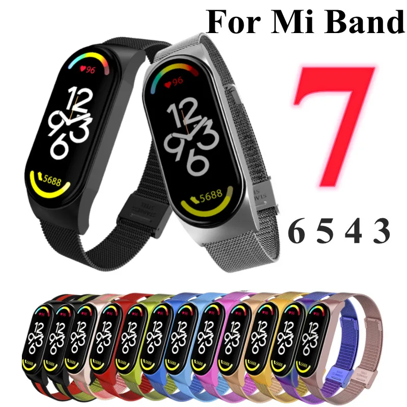 Металлический браслет для Xiaomi Mi Band 7 6 5 4 3, Безвинтовой ремешок из нержавеющей стали для Mi Band 7 6 4 3 5