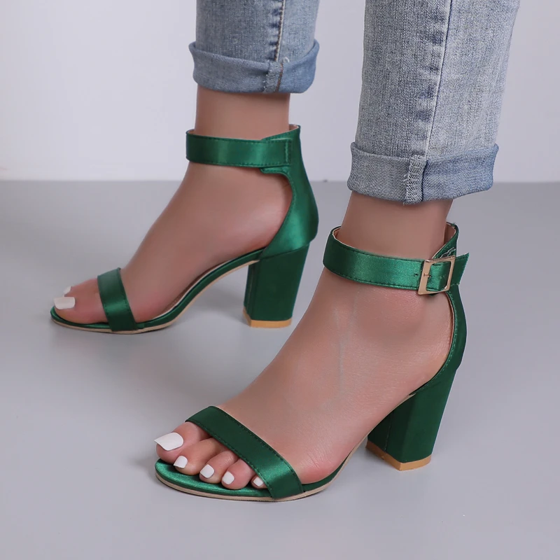 

Women Fashion Open Toe Suede Sexy Chunky Heel Sandals Summer Thick Low Heel Sandals High Heels Gladiator Sandals Women Plus Size