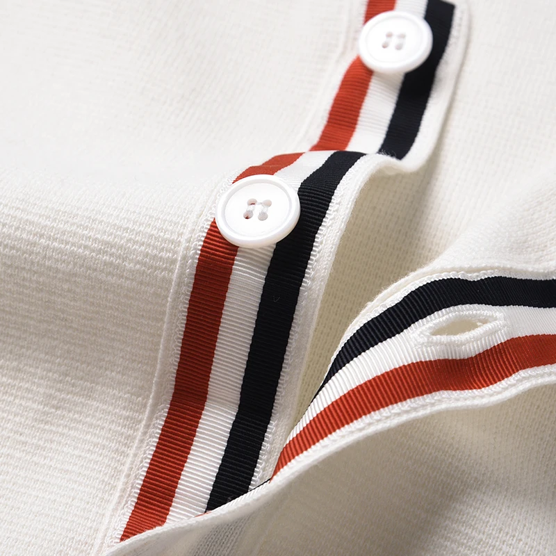 TB THOM Women's Sweater 2023 Spring Fashion Brand Men's Sweaters Cotton Stripes V-Neck Casual Cardigan Korean Fashion Knit Coats