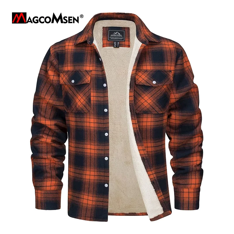 

Men's Flce Plaid Flannel Shirt Jacket Button Up Casual Cotton Jacket Thicken Warm Spring Work Coat Sherpa Outerwear