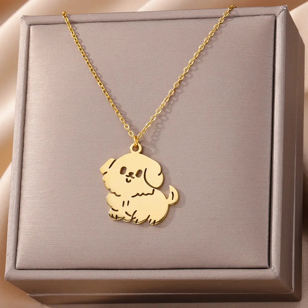 

Stainless Steel Dog Necklaces For Women Men Gold Color Pet Animal Necklace Pendant Jewelry Female Male Neck Chain Free Shipping