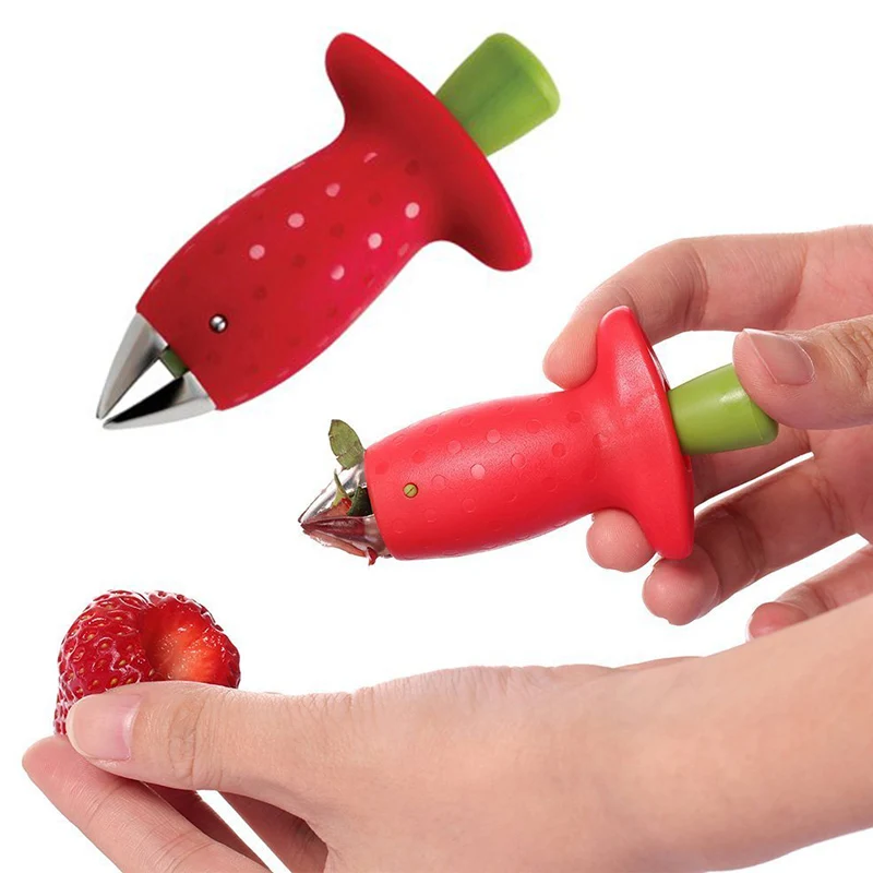 

Strawberry Hullers Metal Plastic Fruit Leaf Remover Tomato Stalks Strawberry Knife Stem Remover Gadget Kitchen Cooking Tool Hot
