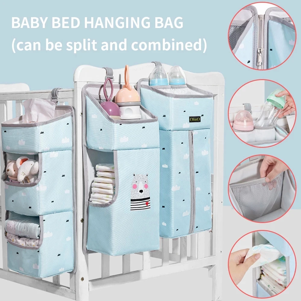 Portable Bab yHanging Bag Crib Organizer Bed Baby Essentials Diaper Storage Cradle Bedding Set | Sets