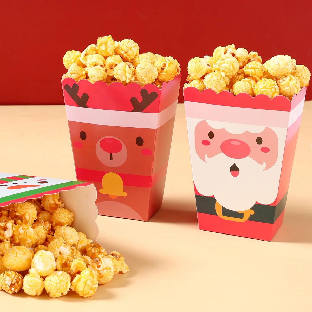 Рождественская мультяшная коробка для попкорна Рождественское украшение дома