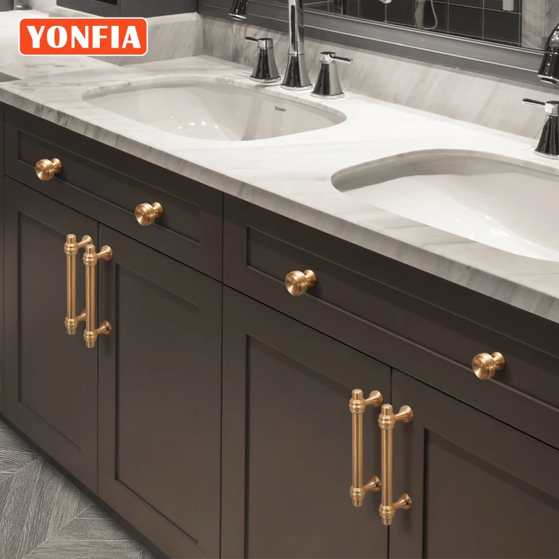 

YONFIA 3644BB Brushed Brass Kitchen Cabinet Handles Knob Zinc Alloy Furniture Drawer Handle Wardrobe Closet Pull Handle Gold