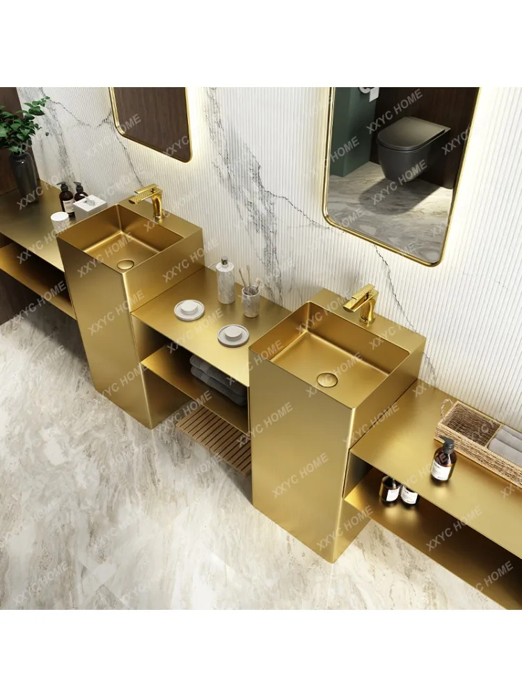 Уличная Золотая раковина из нержавеющей стали умывальник для пола