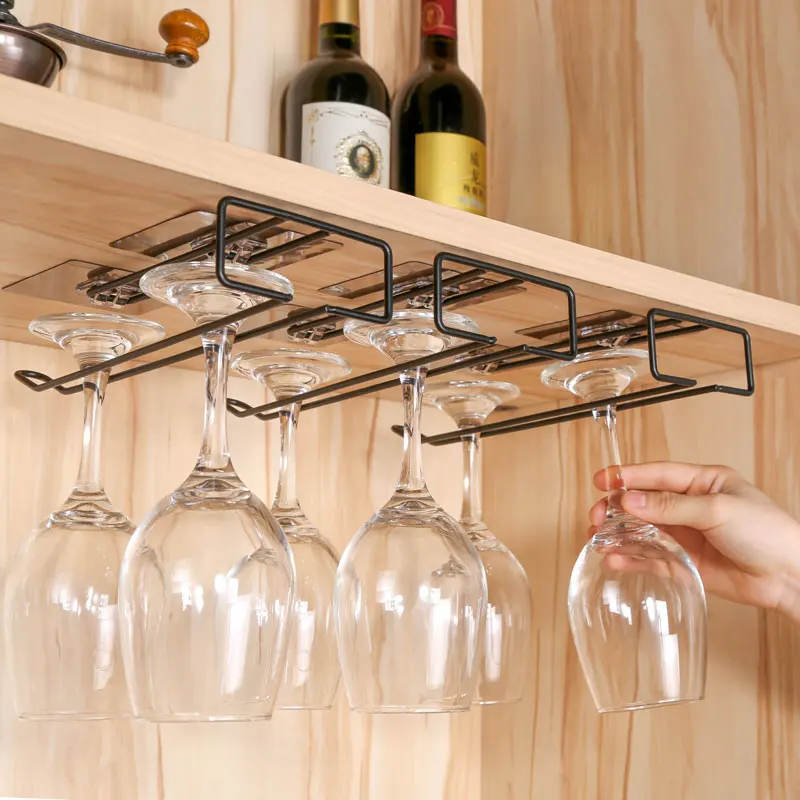 

Silver High quality useful 22/27/35cm Stainless Steel Wine Rack Glass Holder Hanging Bar Hanger Shelf