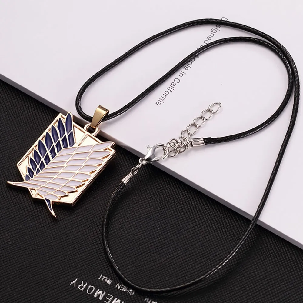 

Anime Attack on Titan Cosplay Necklace Eren Jaeger Levi Survey Corps Logo Pendant Fans Collection Gift