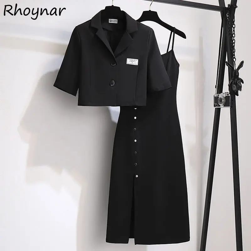 Женские комплекты укороченные куртки с английским вырезом платье без рукавов