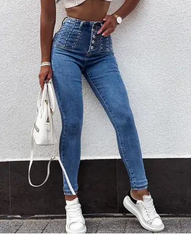 Women's Jeans 2023 Autumn Fashion High Waisted Jeans Sexy Skinny Pants Retro Blue Jeans Pencil Pants Strech Jeans for Women