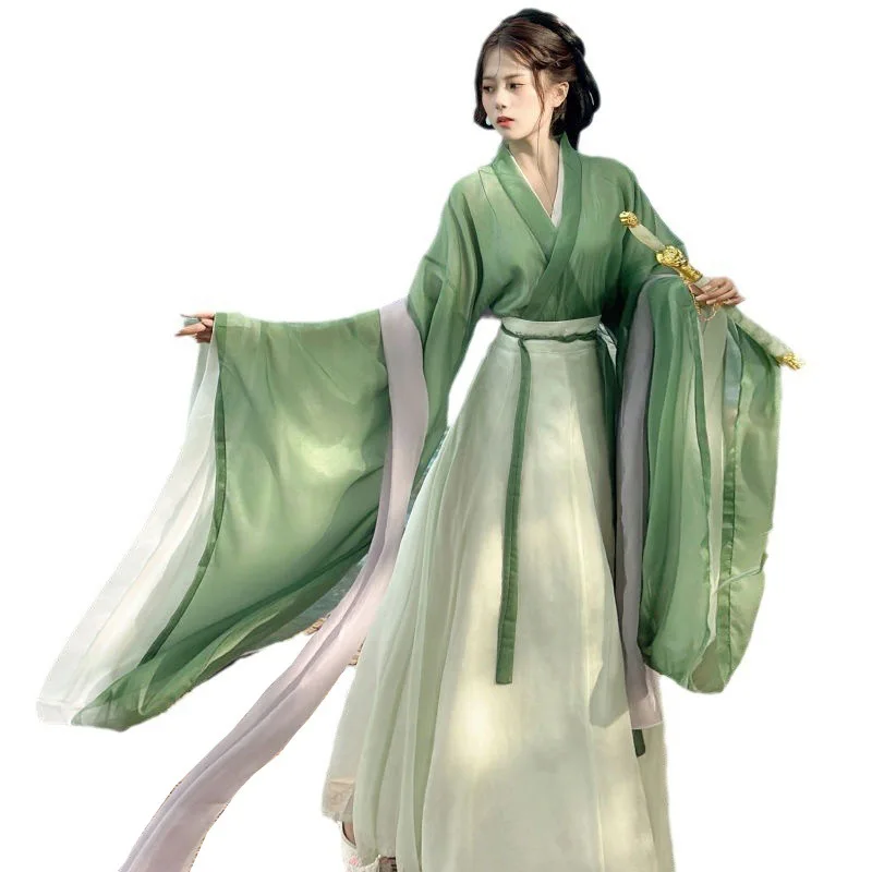 NT127 оригинальная женская юбка Hanfu с широкими рукавами длиной до талии и принтом