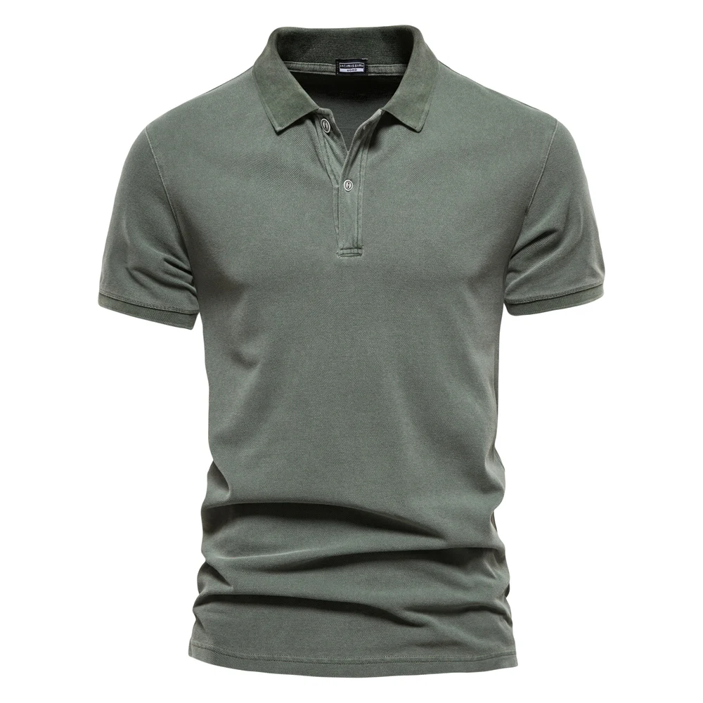 

2023 Fashion Men's Short -sleeved Casual Solid Color Polo Retro Style Polo Shirt