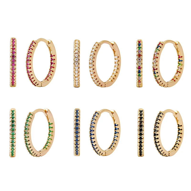 

New European and American trendy circle women's earrings earrings multicolor zircon elegant temperament earrings earrings