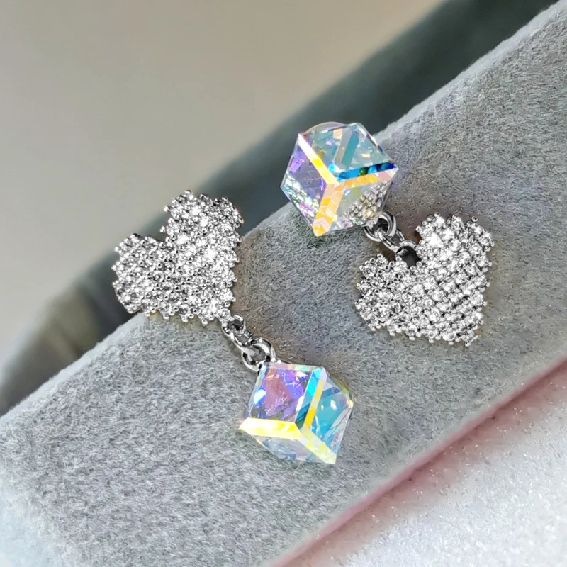 

Модные квадратные дизайнерские серьги-гвоздики, изготовленные из австрийского хрусталя для девочек, свадебные, лучшие тренды для женщин, Р...