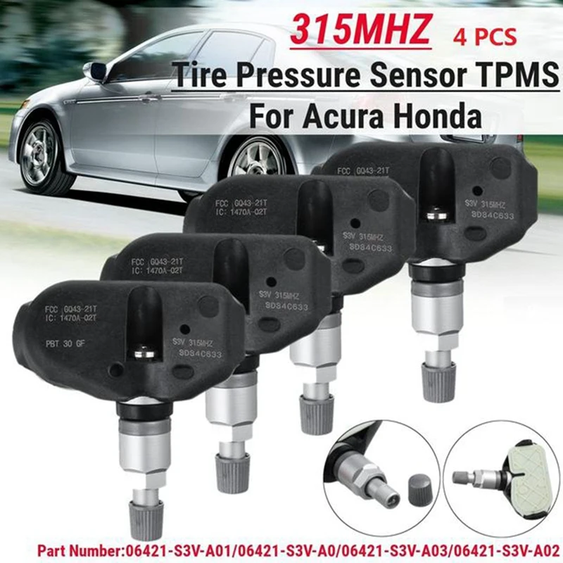 

4X 315MHz Tire Pressure Sensor TPMS Monitoring System Programmer Sensor for MDX RL TL Odyssey Ridgeline 06421-S3V-A01