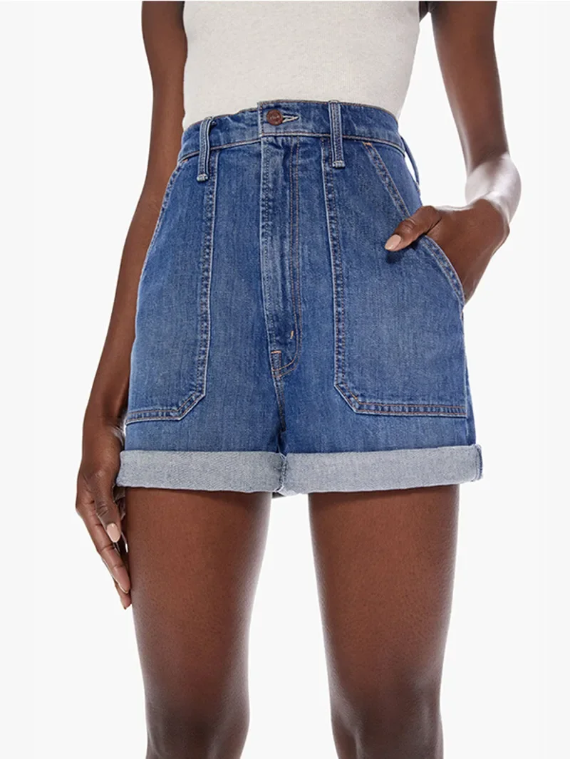 

Women's Denim Straight Shorts 2023 New Summer High Waist Zipper Fly Fashion Casual Short Jeans
