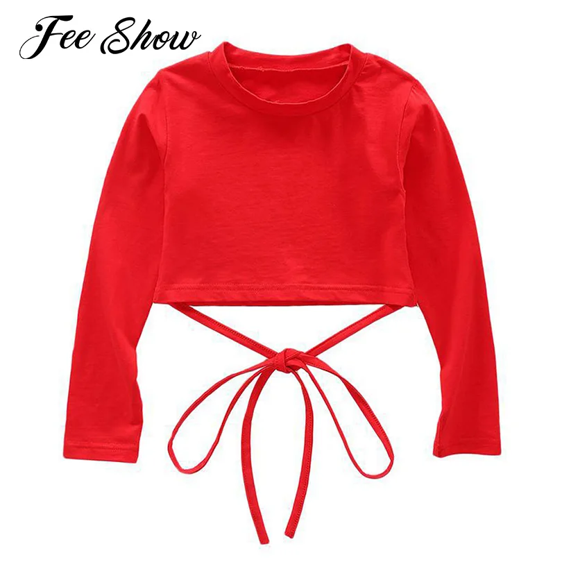 Детский хлопковый эластичный Джаз для девочек танцевальный Топ в стиле хип-хоп