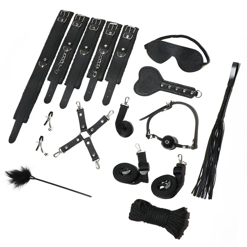 Набор для бондажа SM набор из 12 предметов игрушки взрослых наручники эротическое