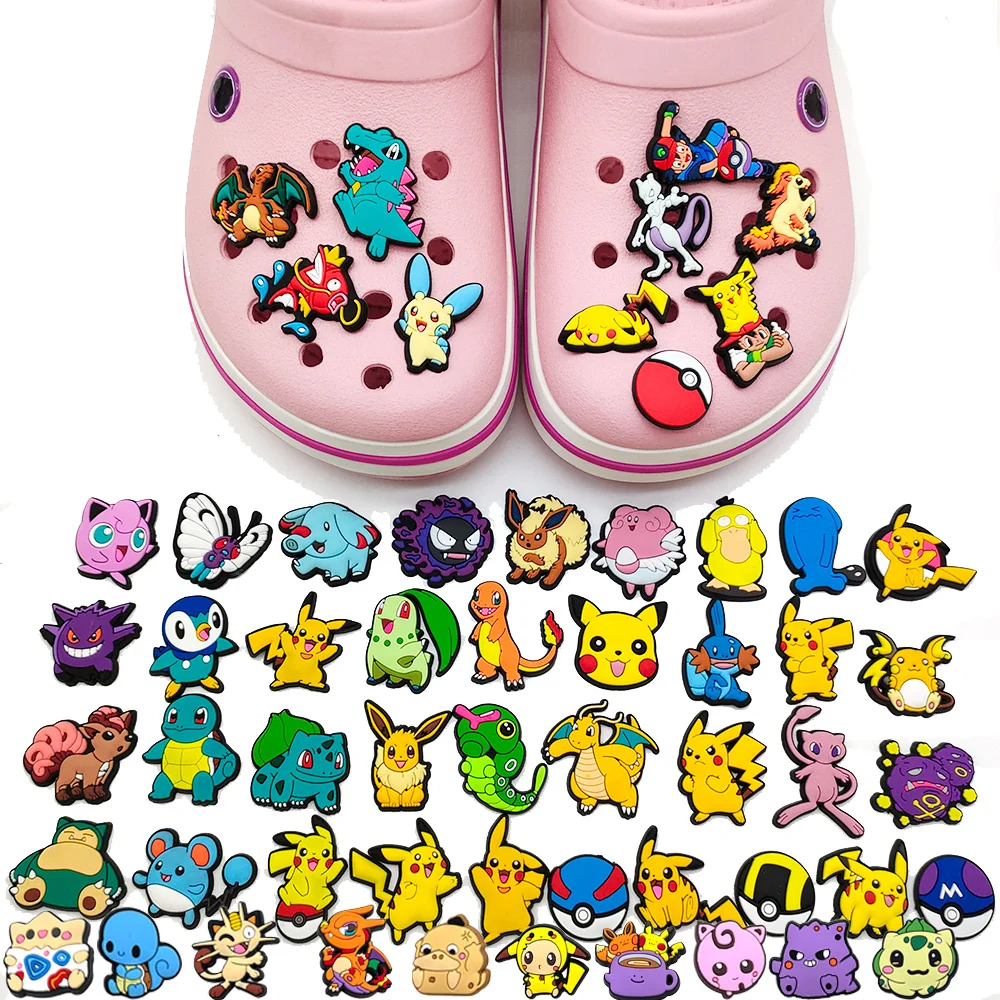 

Aoger Jibz Shoe Croc Charms 57kinds of Pokemon Pikachu Set PVC DIY Sandals Accessories for Clogs Kids Party Favors X-mas Gifts