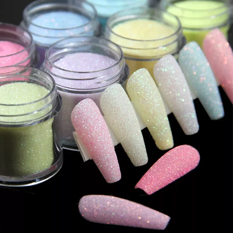 

6g Iridescent Sugar Nail Glitter Colorful Candy Coat Powder Pigment For Manicure Sugar Effect Shiny Dust Nail Art Decorations