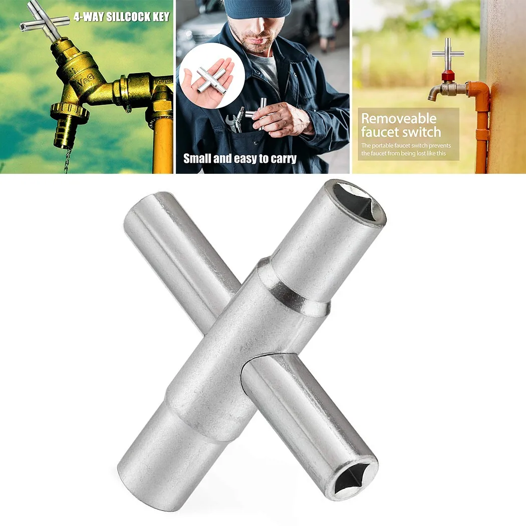 Серебряные ключи стальной клапан ключ 4-ходовые аксессуары нагрудник фитинг для