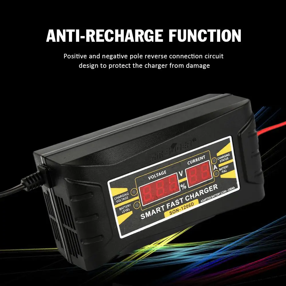 

Full Automatic Car Charger,Car Accessories 110V-240V US/ EU Plug 12V 6A Smart Fast Power Charging For BMW Tesla Motorcycle Etc