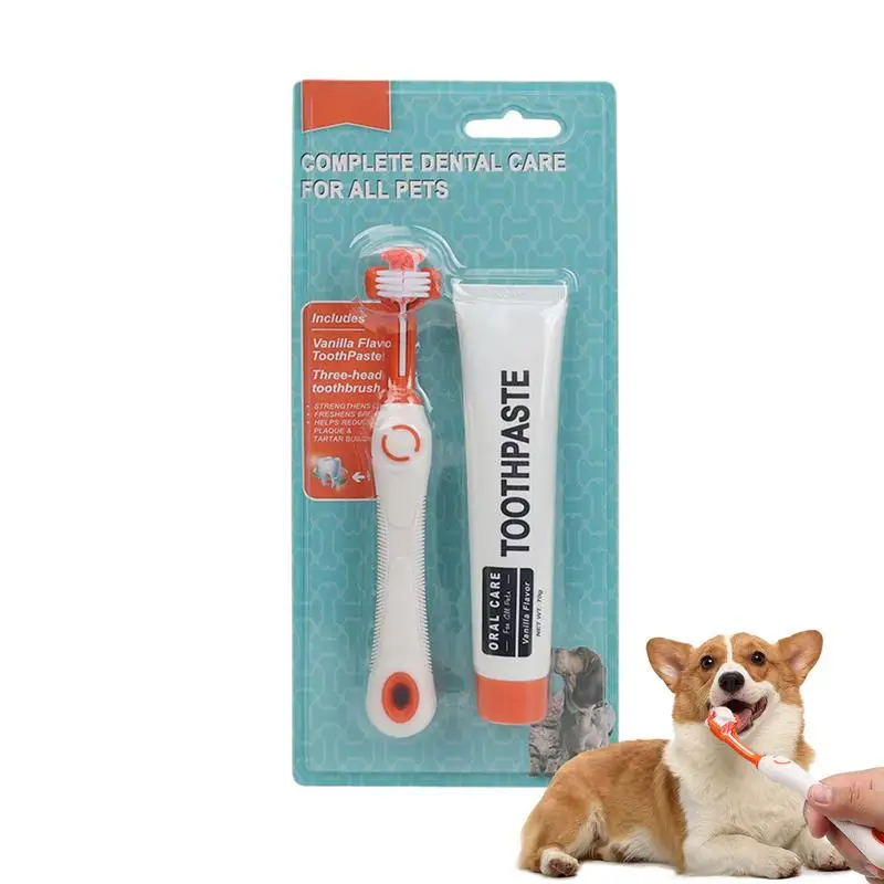 

Dog Toothbrush And Toothpaste Dog Teeth Cleaning Brush Kit Pet Teeth Care Accessories For Cats Dogs Puppies Kittens Grooming