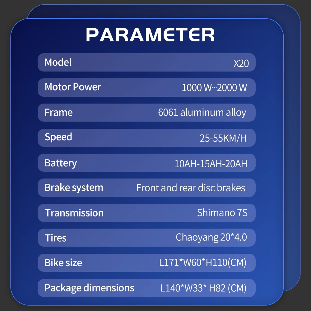 EKX X20 Electric Bike Mountain Moped Ebike 20 Inch Fat Tire 2000W 48V 30AH Men's Road EBike Electric Bicycle For Adults E Bikes