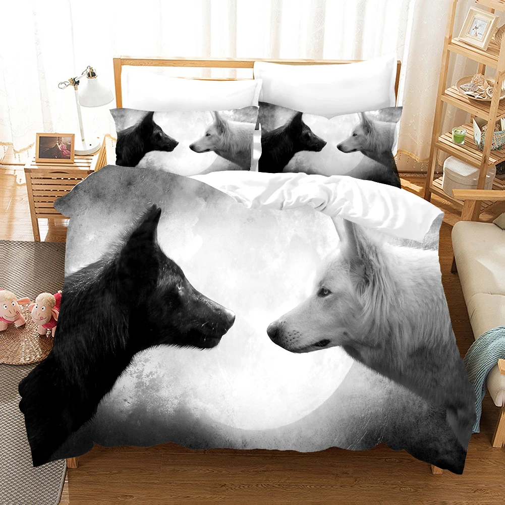 

Animal Black White Wolf Bedding Set 3d Duvet Cover Sets Comforter Bed Linen Twin Queen King Single Size Luxury Fashion Kids Gift