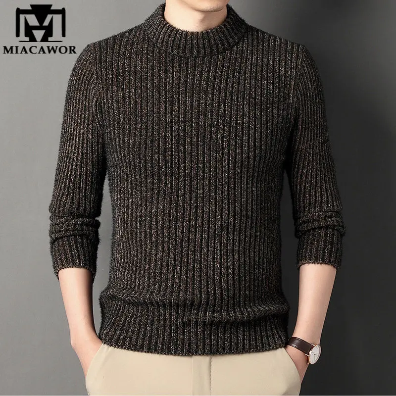 

Новый брендовый модный дизайнерский роскошный свитер, мужской зимний вязаный пуловер с круглым вырезом, однотонный Повседневный джемпер, мужская одежда Y577
